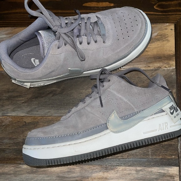 Platform Suede Gray Nike Air Forces - Picture 2 of 4